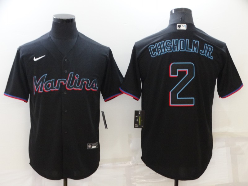 2022 Men Miami Marlins 2 Chisholm jr black game Nike MLB Jersey